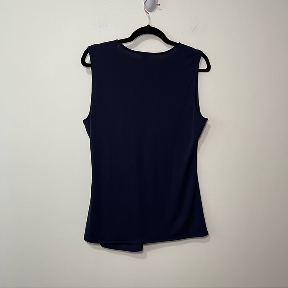 Ann Taylor Women’s Navy Sleeveless Knot Front Blouse Top Size Large L - Picture 5 of 5